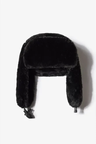 Trapper-Mütze aus Kunstfell in Schwarz