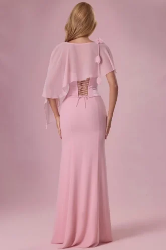 Velina Chiffon-Cape in Blush Pink