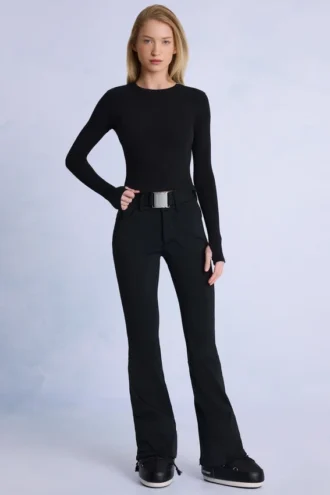 Wasserdichte Skilatzhose mit Gürtel in Schwarz Wasserdichte Skilatzhose mit Gürtel in Schwarz
