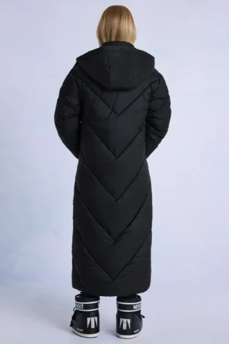 Wasserdichter langer Parka mit Kapuze in Schwarz