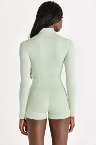 Weiche Active-Jacke mit Reißverschluss in Salbeimeliert