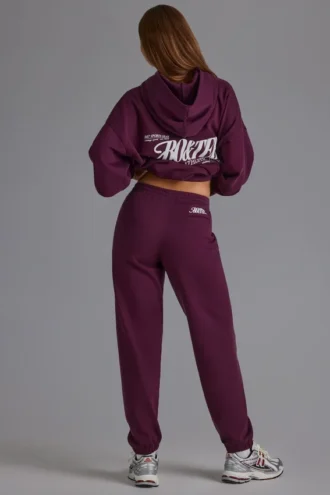 Weiche Jogginghose aus Baumwolljersey mit mittlerer Leibhöhe in der Farbe Grape Weiche Jogginghose aus Baumwolljersey mit mittlerer Leibhöhe in der Farbe Grape