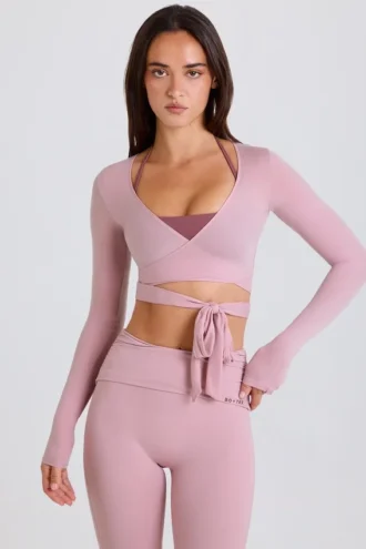 Weiches Jersey-Wickel-Oberteil in Mauve