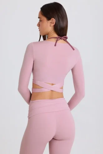 Weiches Jersey-Wickel-Oberteil in Mauve