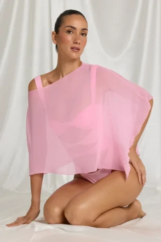 Zarayah Transparenter Poncho in Candyfloss Pink