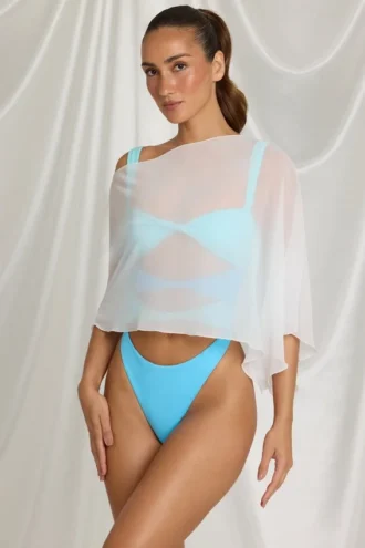Zarayah Transparenter Poncho in Weiß