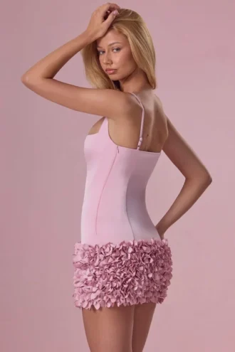 Zelia Satin-Minikleid in Blush Pink Zelia Satin-Minikleid in Blush Pink