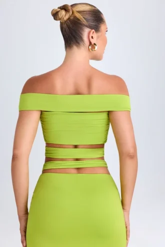 Zene Crop-Top mit Cut-outs und schulterfreiem Ausschnitt in Limettengrün