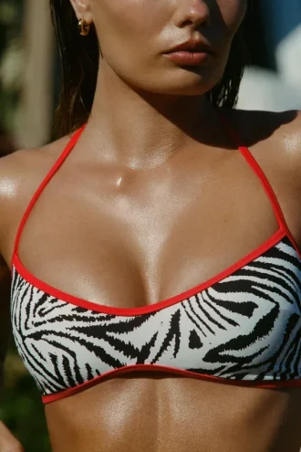 Zuma Wende-Bikini-Oberteil mit Neckholder in Zebradruck