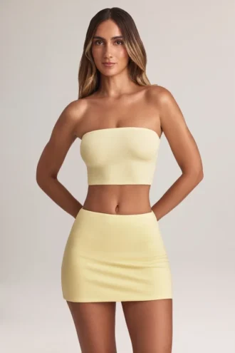 Zuri Modal-Minirock mit mittlerer Leibhöhe und A-Linien-Schnitt in Lemon Sherbet