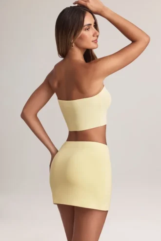 Zuri Modal-Minirock mit mittlerer Leibhöhe und A-Linien-Schnitt in Lemon Sherbet